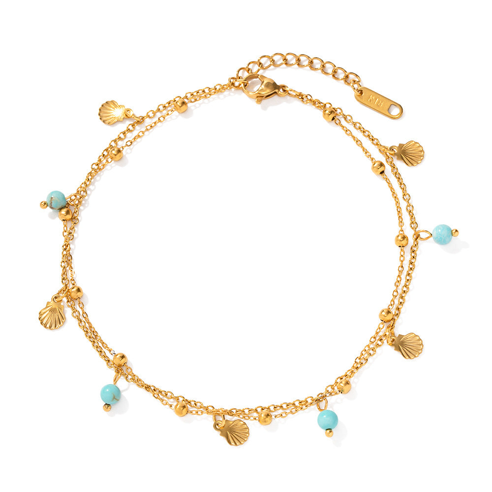 Damen elegantes Armband mit Muschel- und Quarz-Details Shop Nory