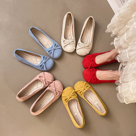 Damen elegante Ballerinas mit zierlichem Schleifendetail