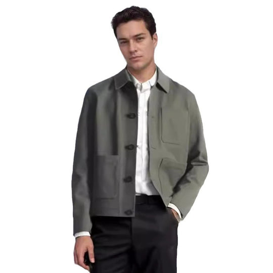 Herren Kurz‑Chorecoat mit Hemdkragen, aufgesetzten Taschen und minimalistischer Knopfleiste Shop Nory