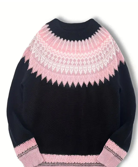 Damen nan Norwegerpullover aus Wollmix mit Rundhalsausschnitt und traditionellem Fair-Isle-Yoke Shop Nory