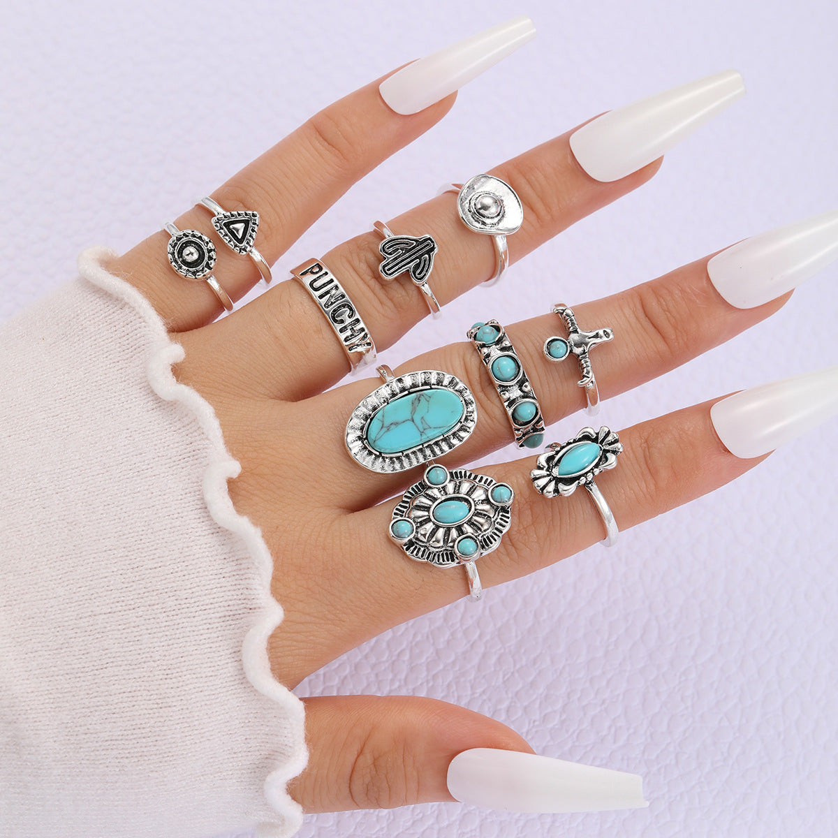 Damen Ring-Set mit verschiedenen Designs und Edelsteinen Shop Nory