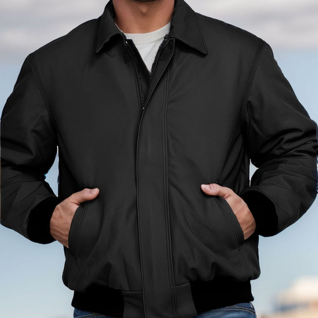 Herren Kurzjacke im Bomberstil aus weichem Kunstleder mit gerippten Bündchen Shop Nory