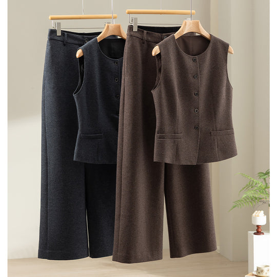 Damen Hochtaillierte Wollmix-Palazzohose mit geradem Bein und elastischem Rückenteil Shop Nory