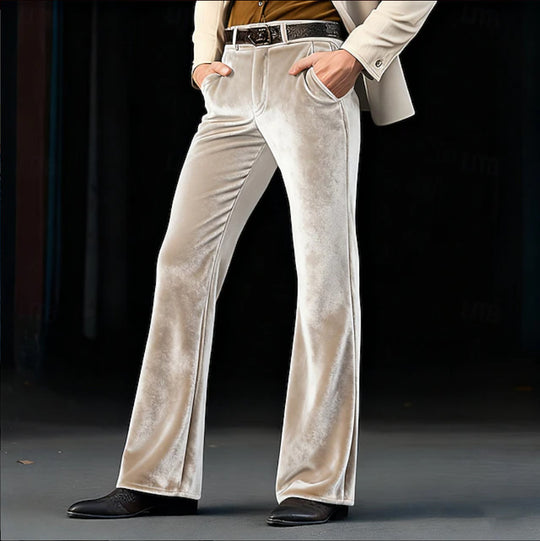 Damen Elegante Samt-Hose mit hohem Bund, ausgestelltem Bein und Eingrifftaschen Shop Nory