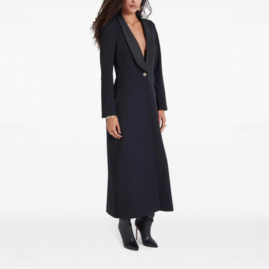 Damen Maxikleid im Smoking‑Blazer‑Stil mit Schalkragen und Ein‑Knopf‑Verschluss Shop Nory