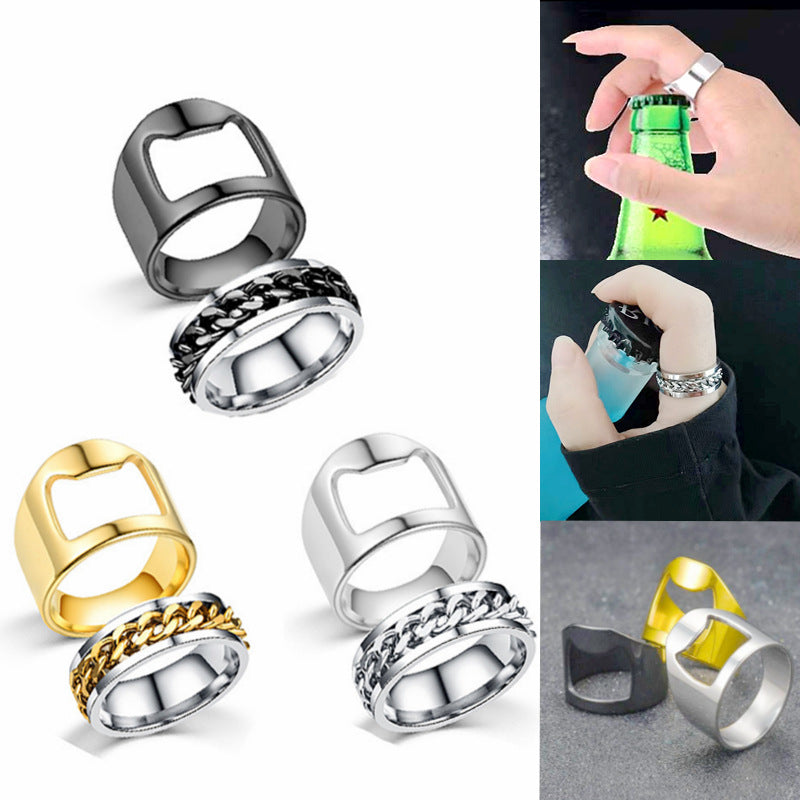 Herren Schmuckring mit modernem Ketten- und Blockdesign Shop Nory