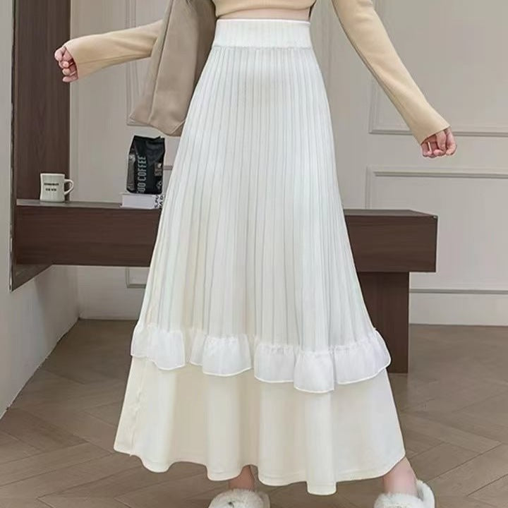 Damen Eleganter Maxi-Rock mit Volant und strukturiertem Design Shop Nory
