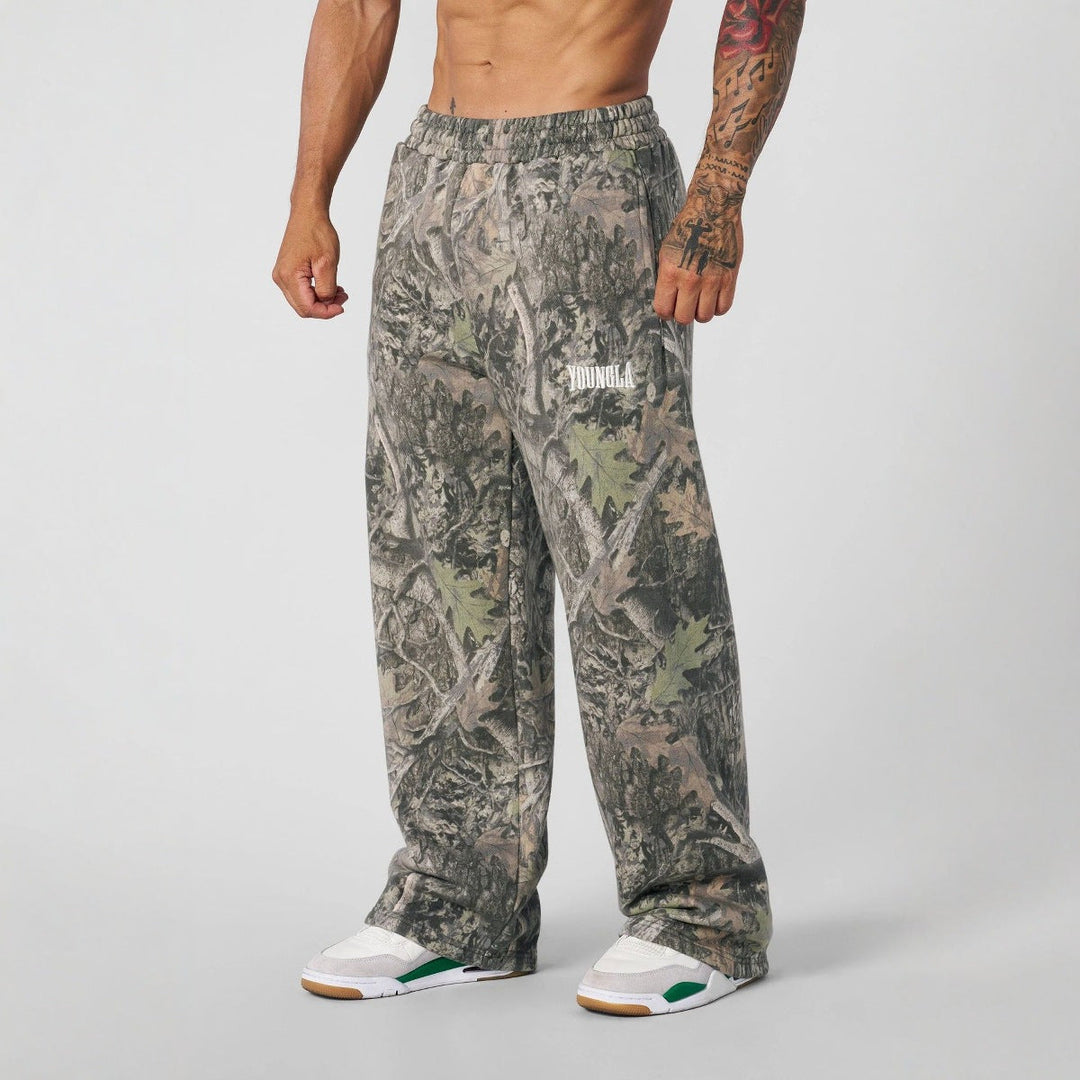Herren nan weite Camouflage-Jogginghose mit elastischem Komfortbund und Oberschenkel-Logo