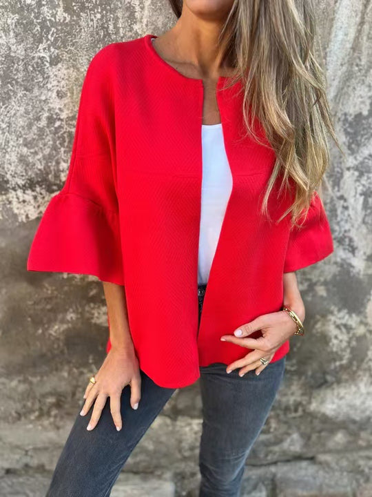 Damen Kurzjacke aus Strukturstrick mit 3/4 Ballonärmeln Shop Nory