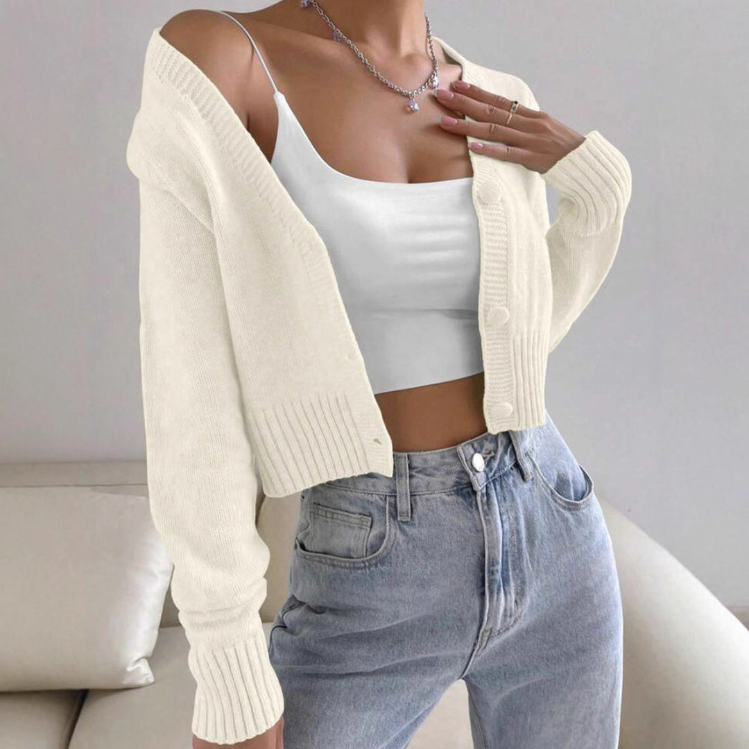 Damen Kurzstrickjacke mit feinem Rippstrickdesign