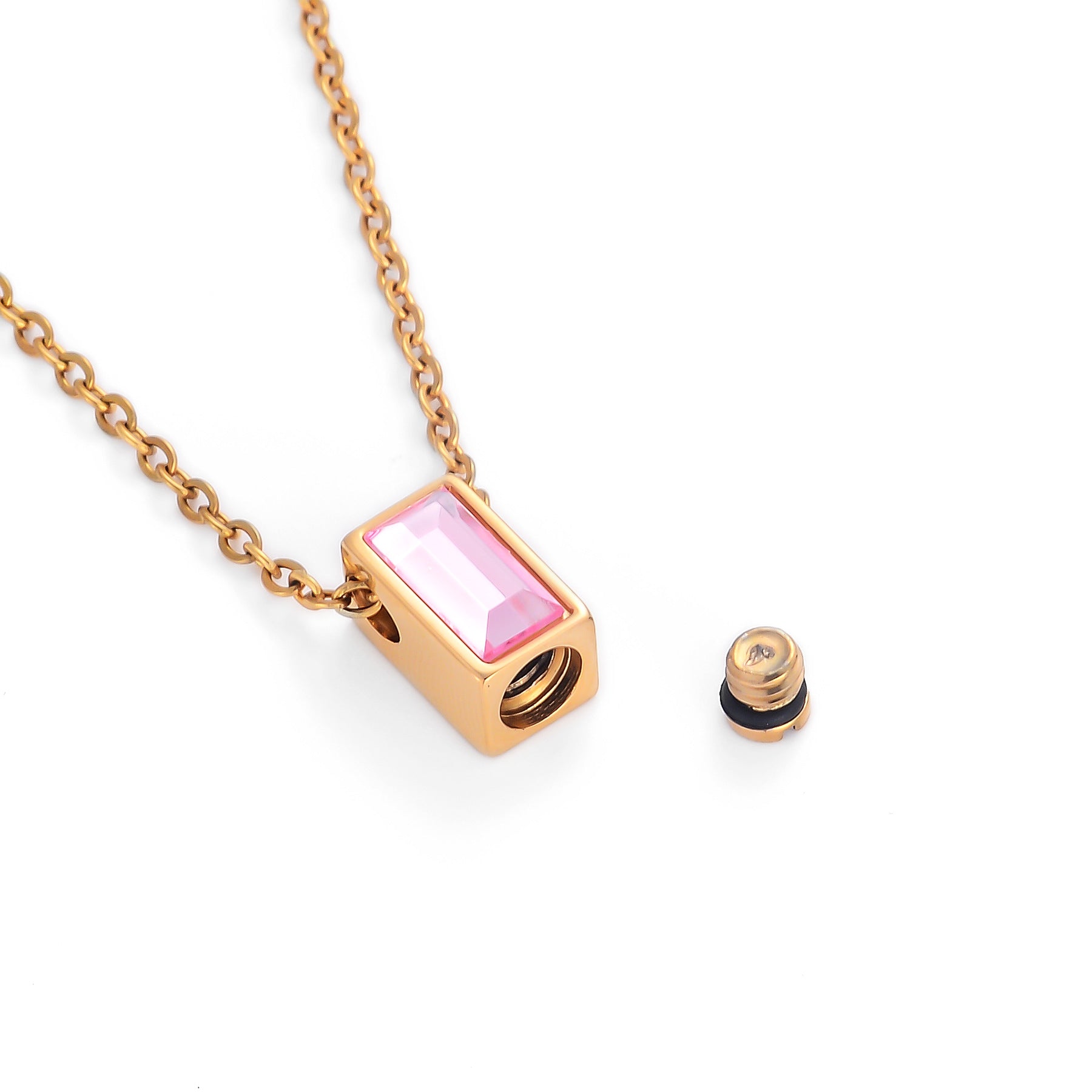Damen Halskette mit elegantem rechteckigem Anhänger und funkelndem Stein Shop Nory