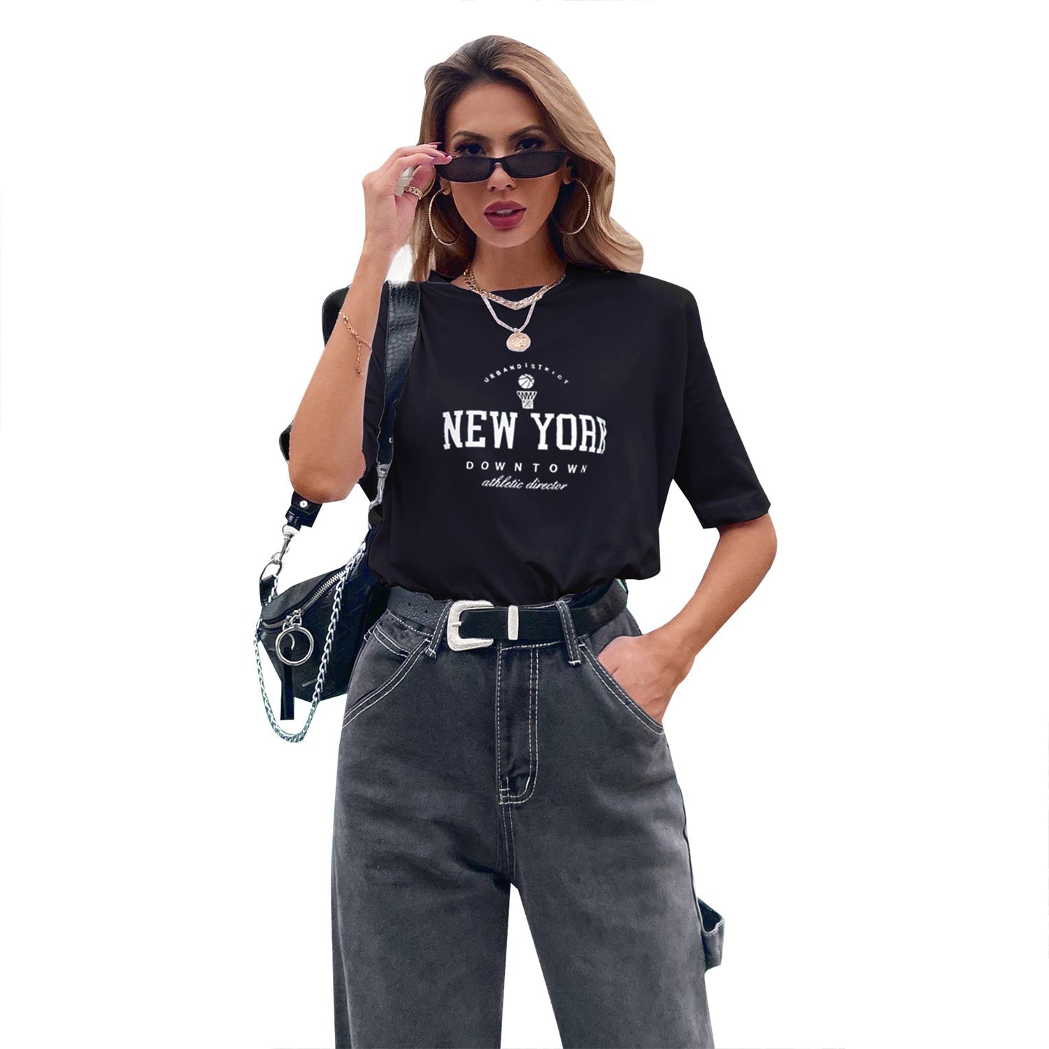 Damen T-Shirt mit modischem New York Druck und lässigem Schnitt