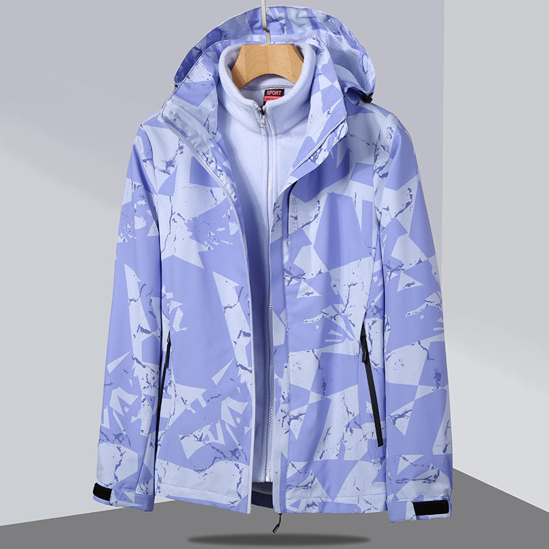 Damen zweilagige Softshelljacke mit abnehmbarer Fleece-Innenjacke und Kapuze Shop Nory