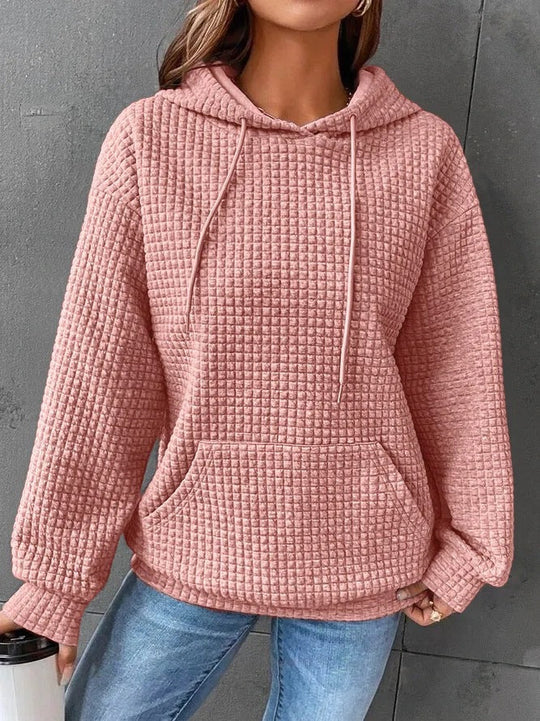 Damen lässiger Hoodie mit strukturierter Oberfläche und praktischer Kängurutasche