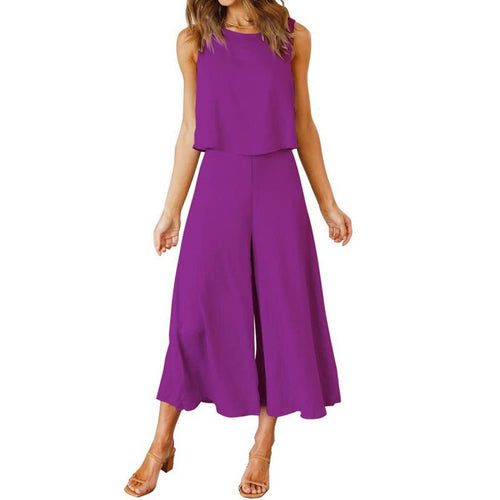 Damen Jumpsuit mit fließendem Schnitt und weitem Bein