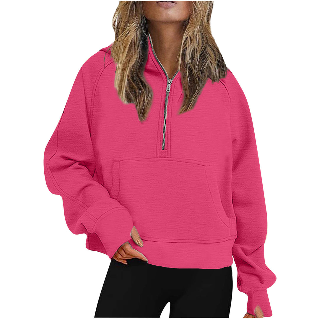 Damen Oversize Halb-Zip Kapuzenpullover mit Kängurutasche & Daumenloch Shop Nory
