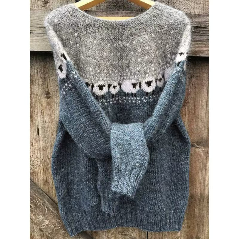 Damen nan Norwegerpullover aus Wollmix mit Rundhalsausschnitt und traditionellem Fair-Isle-Yoke Shop Nory