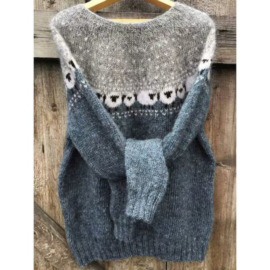 Damen nan Norwegerpullover aus Wollmix mit Rundhalsausschnitt und traditionellem Fair-Isle-Yoke Shop Nory