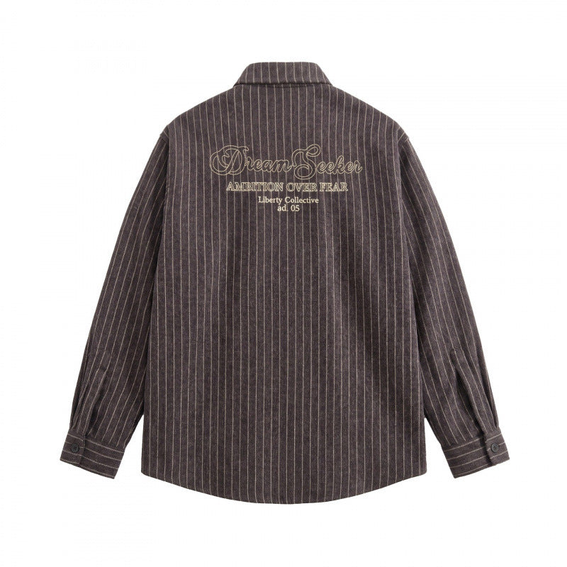 Unisex Overshirt-Hemdjacke mit Nadelstreifen und aufgesetzter Pattentasche Shop Nory