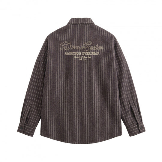Unisex Overshirt-Hemdjacke mit Nadelstreifen und aufgesetzter Pattentasche Shop Nory