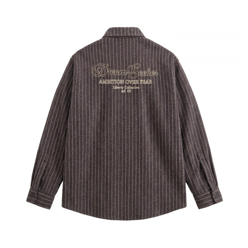 Unisex Overshirt-Hemdjacke mit Nadelstreifen und aufgesetzter Pattentasche Shop Nory
