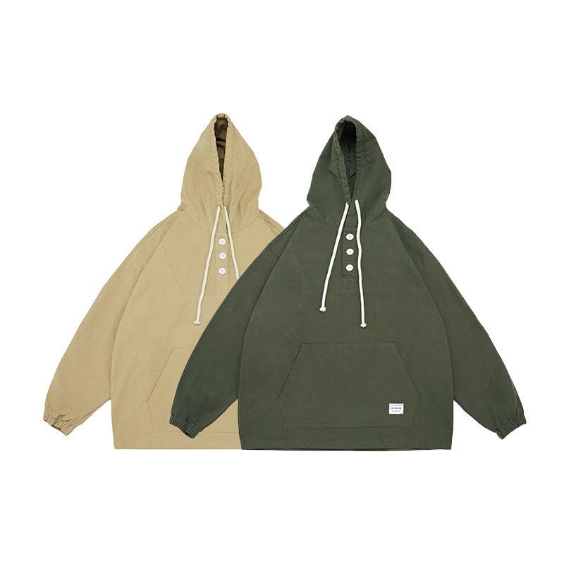 Unisex Oversize-Kapuzenpullover mit Knopfleiste, Kängurutasche und elastischen Bündchen Shop Nory