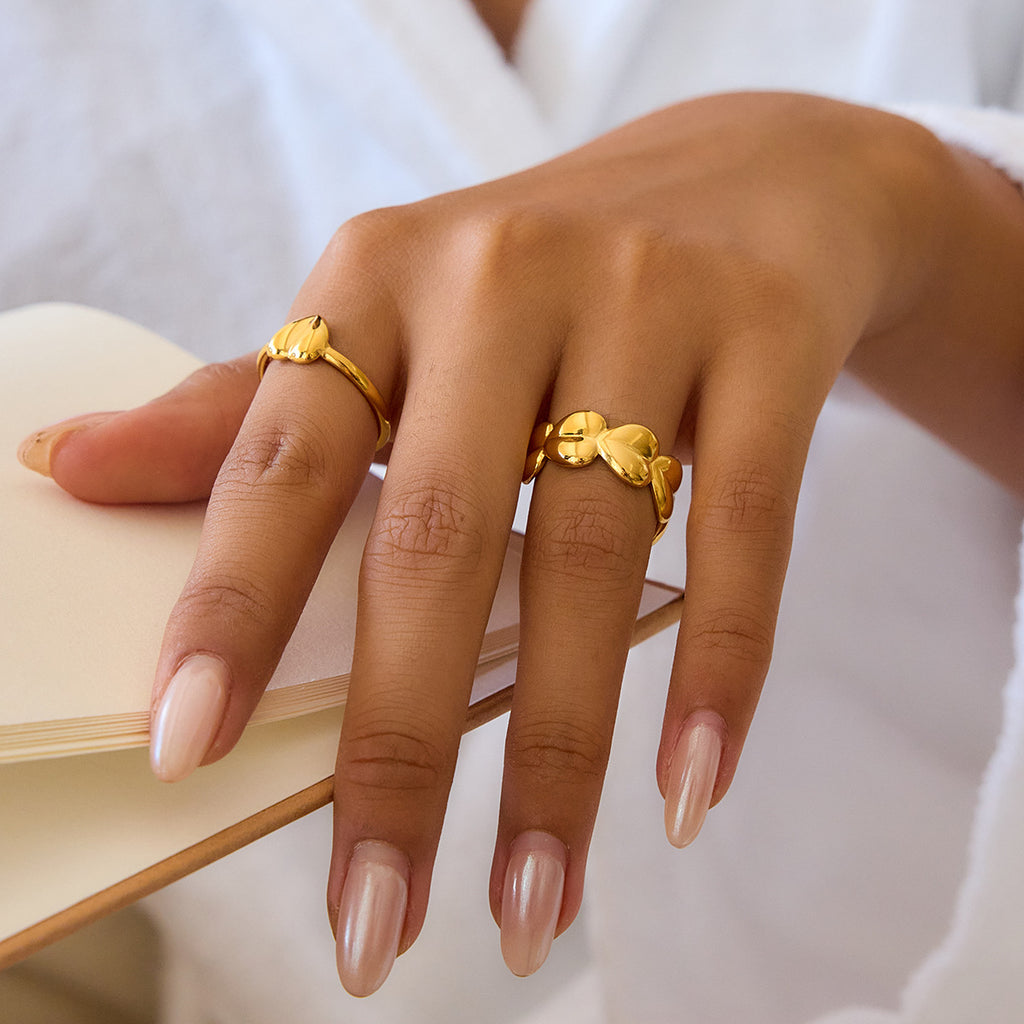 Damen Offener Ring mit verspieltem Herzdesign aus hypoallergenem Edelstahl Shop Nory