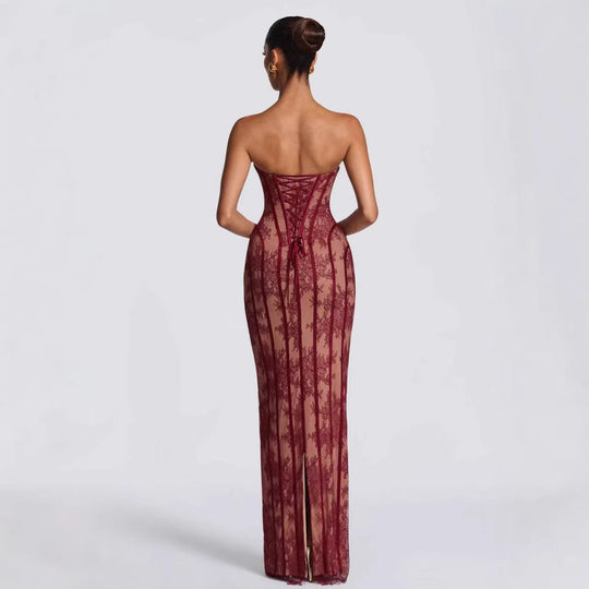 Damen Abendkleid mit raffinierten Spitzen-Details Shopnory