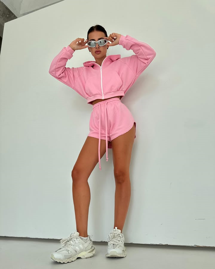 Damen Sportliches Zweiteiliges Set Shopnory