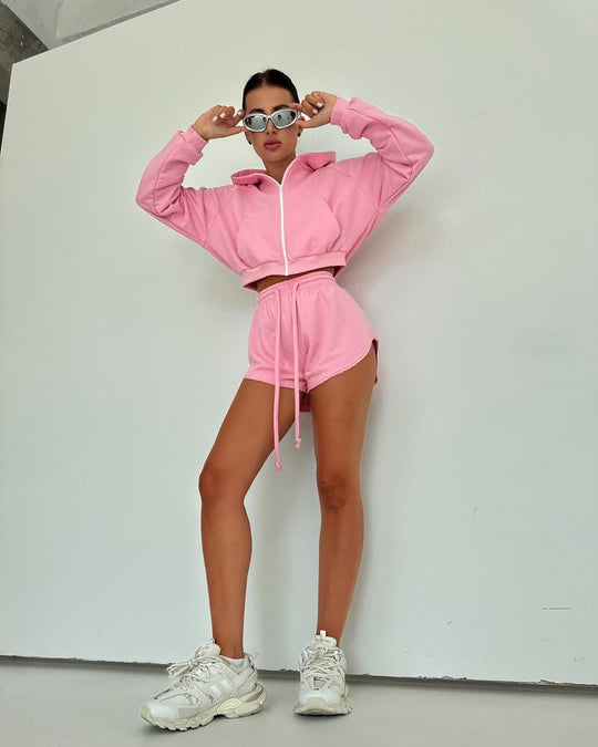 Damen Sportliches Zweiteiliges Set Shopnory
