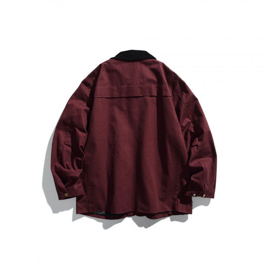 Herren Canvas-Chorejacke mit Cordkragen und Druckknopffront Shop Nory