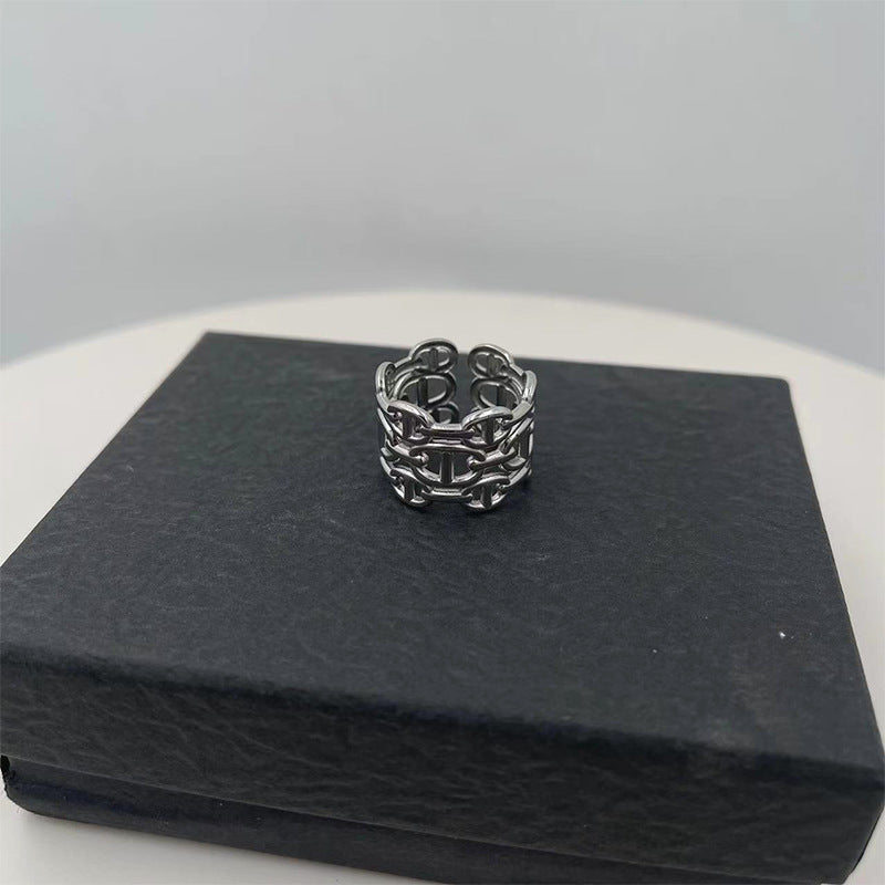 Damen modischer Ring mit stilvollem Ketten-Design Shop Nory