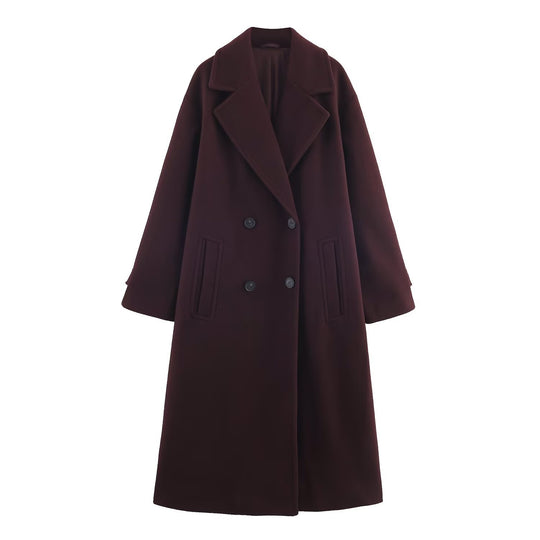 Damen Doppelreihiger Oversize‑Mantel mit fallendem Revers und Eingrifftaschen Shop Nory