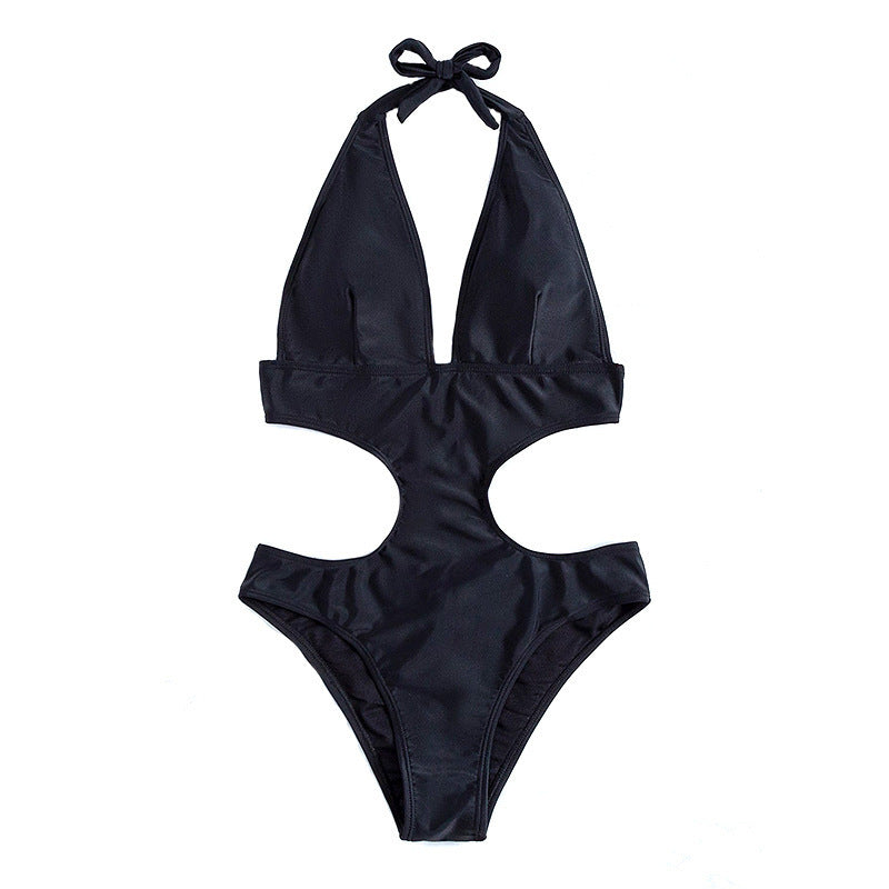 Damen Cut-Out Badeanzug mit tiefem V-Ausschnitt und seitlichen Einschnitten