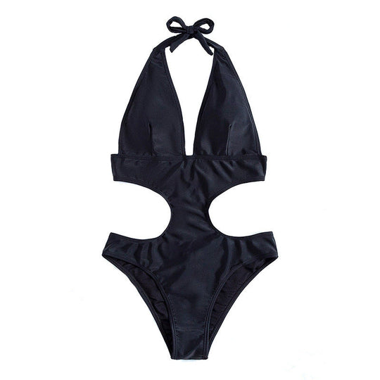 Damen Cut-Out Badeanzug mit tiefem V-Ausschnitt und seitlichen Einschnitten