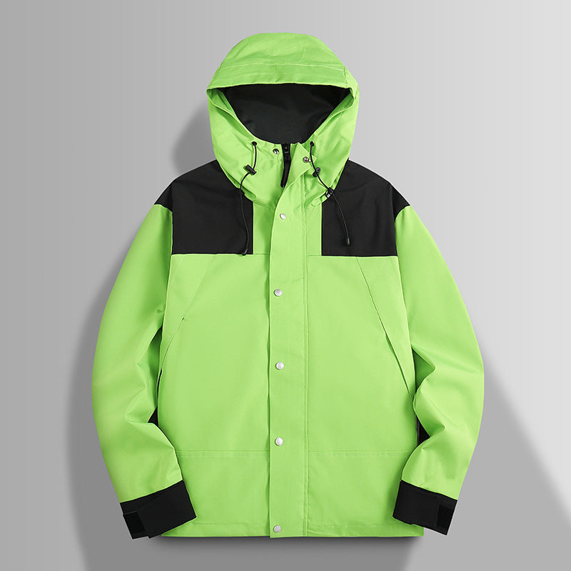 Herren zweifarbiger wind- und wasserdichter Kapuzenparka mit verstellbaren Bündchen Shop Nory