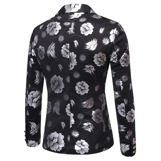 Herren Tailliertes Satin-Sakko mit Blumen-Jacquard und Schalkragen Shop Nory