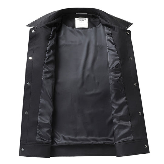 Herren Overshirt-Jacke aus glattem Kunstleder mit Brusttaschen und Druckknopfverschluss Shop Nory