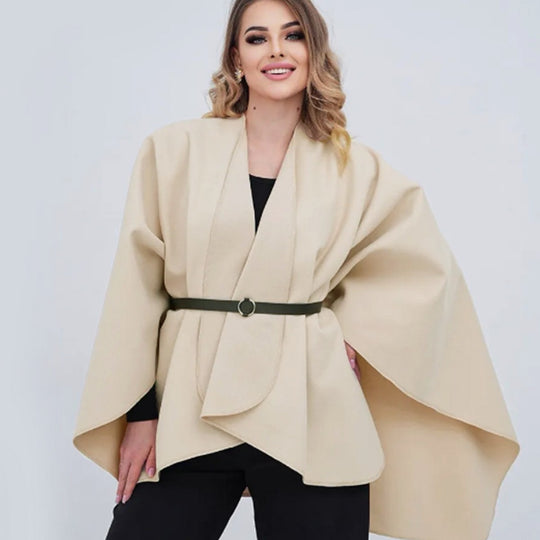 Damen Oversize Filz‑Cape mit Wickeloptik und verdeckter Kantenverarbeitung Shop Nory