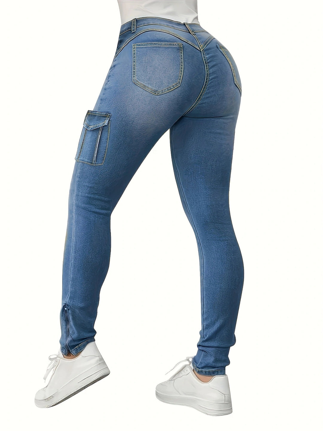 Damen Hochtaillierte Stretch-Cargo-Jeggings mit schmaler Passform und seitlicher Cargotasche Shop Nory