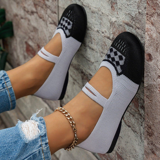Damen atmungsaktive Strick-Ballerinas