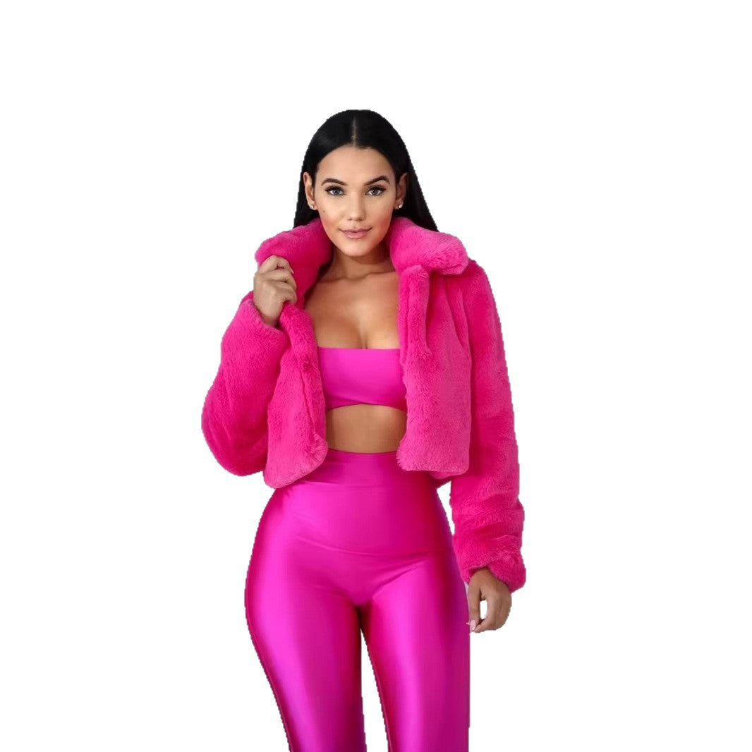 Damen Cropped Kunstpelz‑Blouson mit tailliertem Schnitt, Stehkragen und weichem Teddy‑Finish Shop Nory