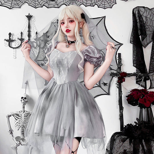 Damen Gothic Brautkleid mit Tüll- und Spitzenverzierungen Shop Nory