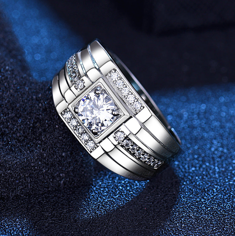Damen Eleganter Ring mit quadratischem Zirkonia-Besatz Shop Nory