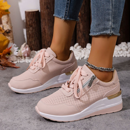 Damen Sneaker mit atmungsaktivem Obermaterial und seitlichem Reißverschluss