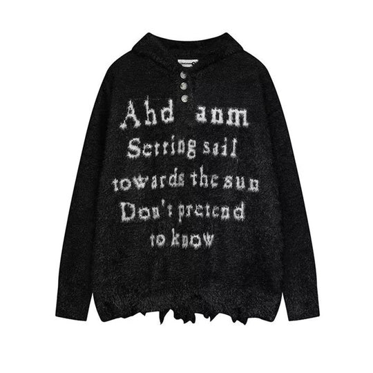 Damen Gemütlicher Oversized-Pullover mit Knopfleiste und grafischem Motiv Shop Nory