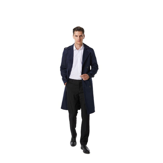 Herren Knielanger Trenchcoat im klassischen Doppelreiher mit Schulterklappen und Taillengürtel Shop Nory