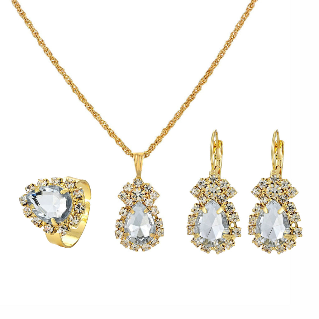 Damen Schmuckset mit funkelnden roten Steinen und eleganten goldenen Akzenten Shop Nory