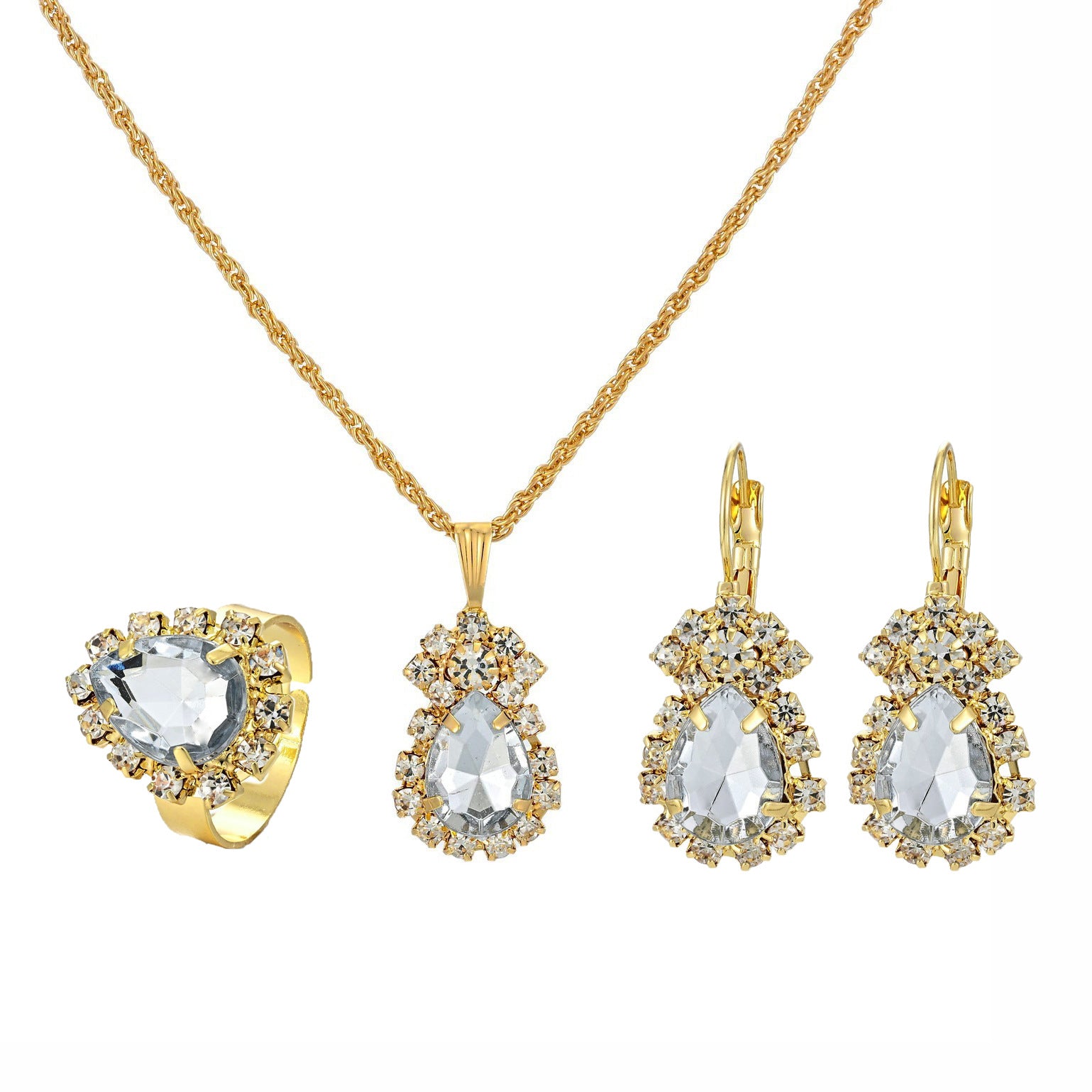 Damen Schmuckset mit funkelnden roten Steinen und eleganten goldenen Akzenten Shop Nory