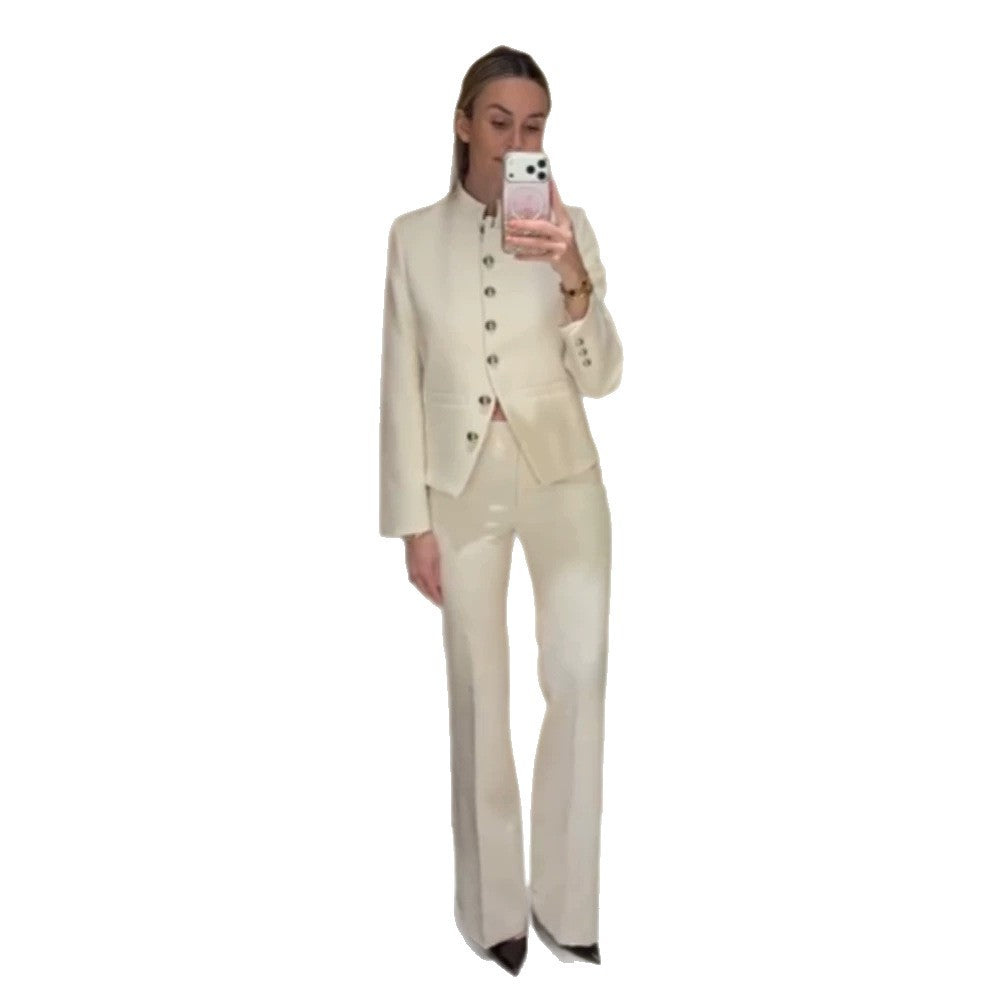 Damen Taillierter Blazer mit Stehkragen und silbernen Schmuckknöpfen Shop Nory